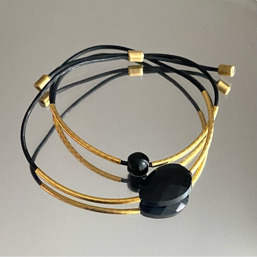 Black leather cord Bracelet